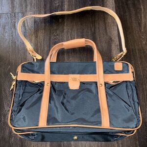 Vintage Hartmann Luggage Nylon & Leather Navy Blue Overnighter With Key